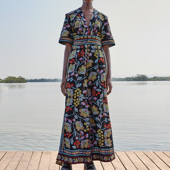 FARM RIO Black Flowery Jumpsuit - Picture 1 of 5